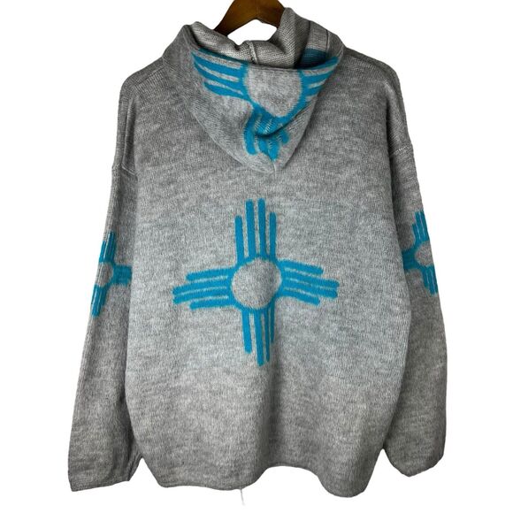 Galapagos Confecciones Size XL Jacket Full Zip Hooded Tribal Aztec Wool - Picture 3 of 6